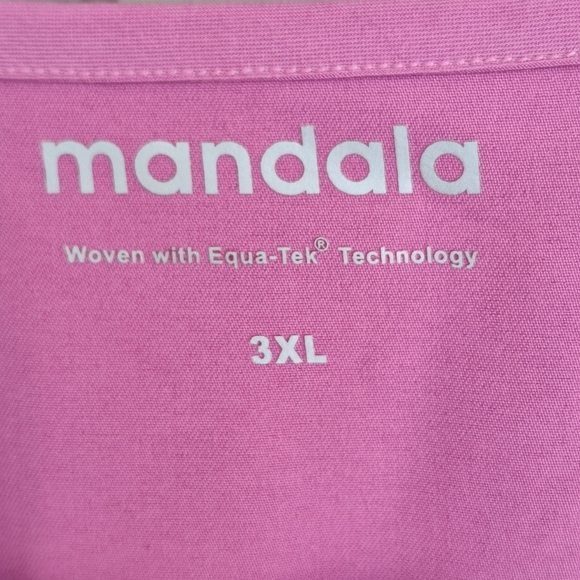 Mandala Plus Sz3XL Scrub Top Pink Short Sleeve V Neck Dbl Pockets Like New - Picture 6 of 8